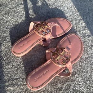 Tory Burch Pink and Gold Leather Sandal
